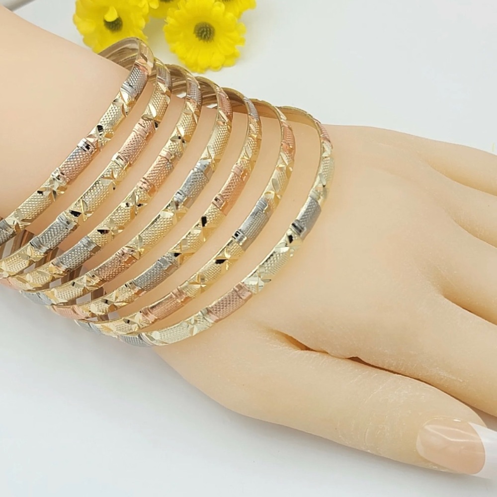 💎7 Bracelets Set Gold Plated.Tricolor. Semanario Chapa de Oro 3 colores7 piezas